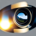 Camera lens with actual image reflection glass imposed