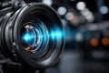 Camera lens capturing light with intricate details in a studio setting Royalty Free Stock Photo