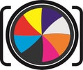 Colorfull camera lens icon for photography