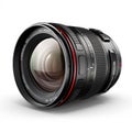 Camera lens isolated on white created with Generative AI. Focus on an object.