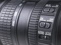 Camera lens with lens reflections. Lens for SLR Single Lens Reflex Camera. Modern digital SLR camera. Detailed photo Royalty Free Stock Photo