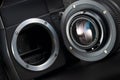 Camera Lens mount. M42-mount camera system. Old threaded lens mount technology Royalty Free Stock Photo