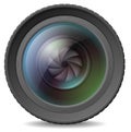 Camera lens with shutter Royalty Free Stock Photo