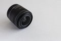 Camera lens on a white background. Close-up. View from above Royalty Free Stock Photo