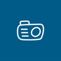 Camera Line Icon On Blue Background. Blue Flat Style Vector Illustration Royalty Free Stock Photo