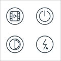 Camera line icons. linear set. quality vector line set such as automatic flash, contrast, power off