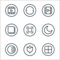 Camera line icons. linear set. quality vector line set such as grid, effect, adjust, night mode, camera, page, video, rotate