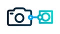 Camera Link Icon: Connecting Devices for Photo Transfer, vector design Generative AI Royalty Free Stock Photo