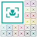 Camera macro mode flat color icons with quadrant frames Royalty Free Stock Photo