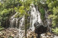 Camera making images of a river and waterfall in the middle of the jungle Royalty Free Stock Photo