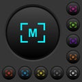 Camera manual settings mode dark push buttons with color icons