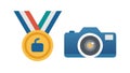 Camera and Medal, Photography or Visual Arts Achievement, vector design Generative AI Royalty Free Stock Photo