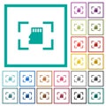 Camera memory card flat color icons with quadrant frames Royalty Free Stock Photo