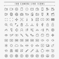 100 camera minimal line icons