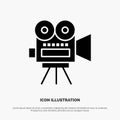 Camera, Movie, Film, Education Solid Black Glyph Icon Royalty Free Stock Photo