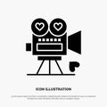 Camera, Movie, Video Camera, Love, Valentine solid Glyph Icon vector Royalty Free Stock Photo