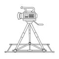 Camera moving on rails.Making movie single icon in outline style vector symbol stock illustration web.