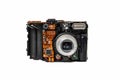 A camera is opened up and the inside is visible Royalty Free Stock Photo