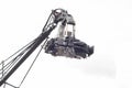 camera on the operator's crane on white background. Royalty Free Stock Photo