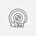 360 camera outline icon - vector 360-degree lens symbol Royalty Free Stock Photo