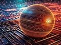 Futuristic binary sphere in circuit abstract background Royalty Free Stock Photo