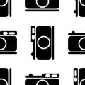 Camera pattern, for the website for photo studios, documents, model photo. A black silhouette isolated on a white background. Royalty Free Stock Photo