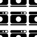 Camera pattern, for the website for photo studios, documents, model photo. A black silhouette isolated on a white background. Royalty Free Stock Photo
