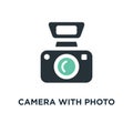 camera with photo icon. photography concept symbol design, digital photo camera with image, photographer equipment vector Royalty Free Stock Photo