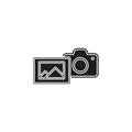 Camera with photo icon, vector photography