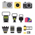 Camera photo vector studio icons optic lenses types Royalty Free Stock Photo