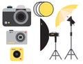 Camera photo vector studio icons optic lenses types objective retro photography equipment professional photographer look Royalty Free Stock Photo