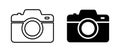 Camera photo. Vector isolated icon. Digital snapshot image black vector icons. Thin line vector