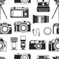 Camera photograph apparatus equipment for photographers seamless pattern vector