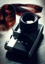 Camera and photographic film Royalty Free Stock Photo