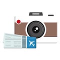 camera photographic with flight tickets