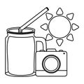 Camera photographic with sun and juice jar