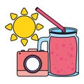 Camera photographic with sun and juice jar
