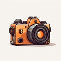 camera photographs points of tourist interest web icon orange gradient white , generated by AI