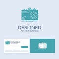 Camera, photography, capture, photo, aperture Business Logo Glyph Icon Symbol for your business. Turquoise Business Cards with Royalty Free Stock Photo