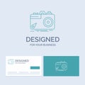 Camera, photography, capture, photo, aperture Business Logo Line Icon Symbol for your business. Turquoise Business Cards with Royalty Free Stock Photo