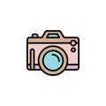 Camera Photography color icon thin line, linear, outline. pocket digital camera Simple sign, fotocamera logo