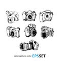 Camera photography set collection illustration. Logotypes Royalty Free Stock Photo