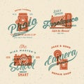 Camera Photography Vector Labels or Logos with