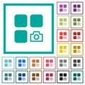 Camera plugin flat color icons with quadrant frames Royalty Free Stock Photo