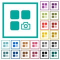 Camera plugin flat color icons with quadrant frames
