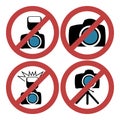 Camera prohibiting signs set illustration set Royalty Free Stock Photo