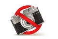 Camera with prohibition sign on white background - Photos not allowed concept Royalty Free Stock Photo
