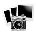 Camera retro icon with photos isolated