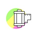 Camera roll camera icon. Simple line, outline vector in color circle of retro 90s style icons for ui and ux, website or mobile Royalty Free Stock Photo