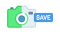 Camera Save Icon: Green for Photo Storage Confirmation, vector design Generative AI Royalty Free Stock Photo